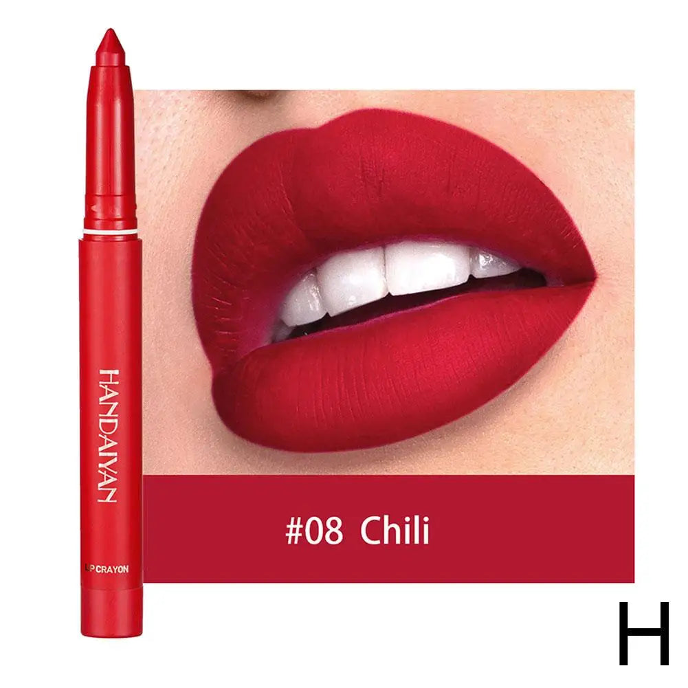 Long-Lasting Waterproof Matte Lip Crayon Lipstick Pencil Built-in Sharpener Velvet Lipgloss Lip Stain Moisture Smooth Lipliner Oasis Select 08