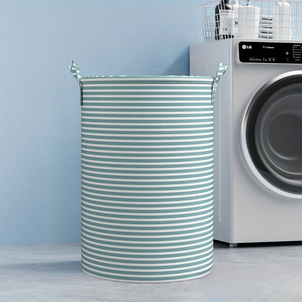 Foldable Minimalist Striped Laundry Basket Multi Use Collapsible Storage Organizer for Bathroom Bedroom Toy Clothes Home 1 Pack Oasis Select