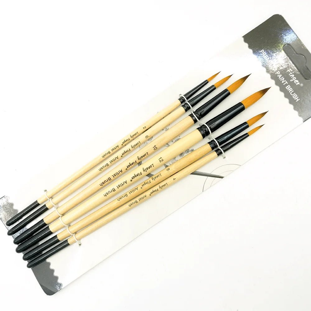 6/24pcs Paint Brushes Set for Acrylic Painting, Watercolor Acrylic Paint Brush, Artist Paintbrushes for Body Face Rock Canvas, Oasis Select 6pcs Wood Round