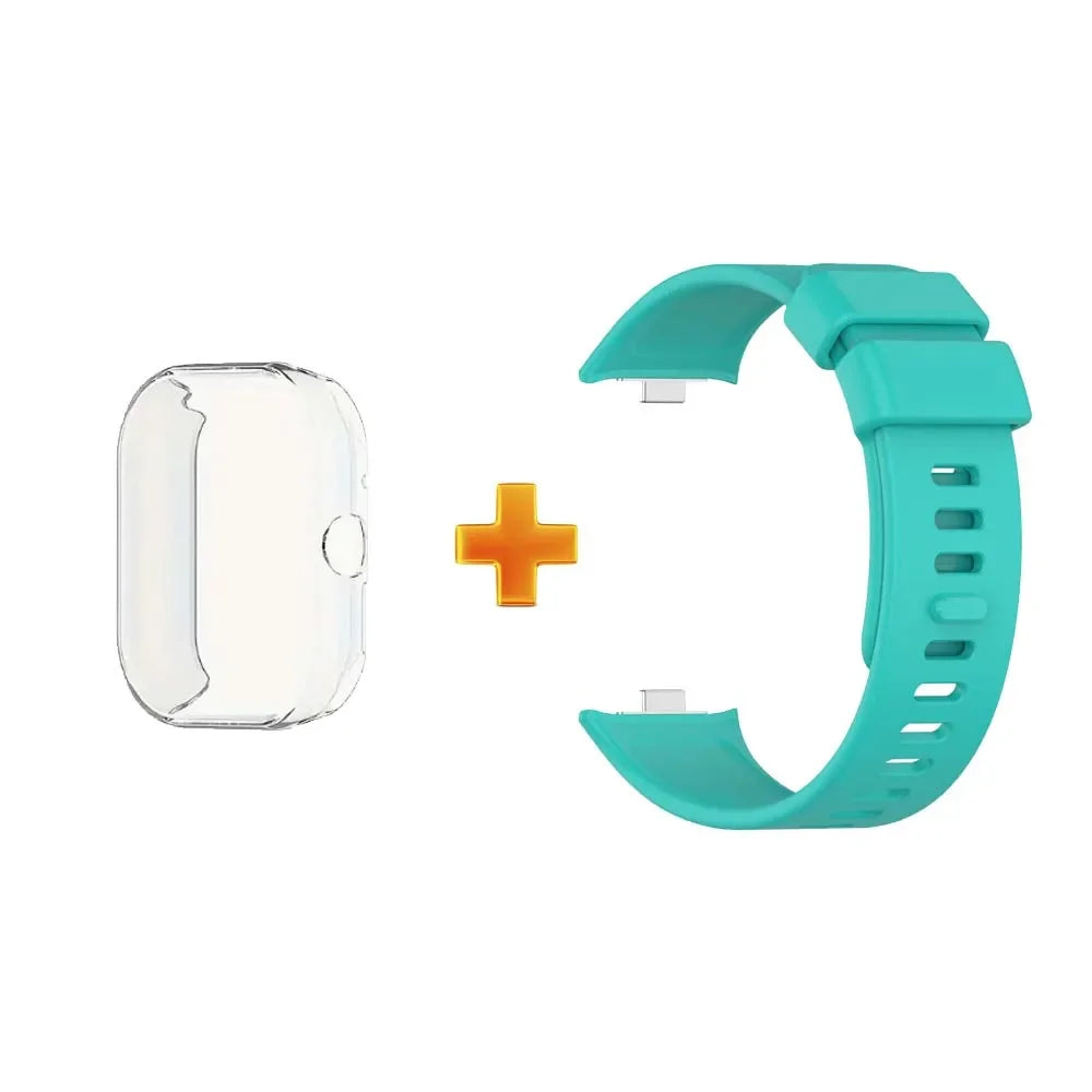Redmi Watch 4 Silicone Strap & TPU Case Set – Shockproof Cover Smartwatch Strap Set Oasis Select green