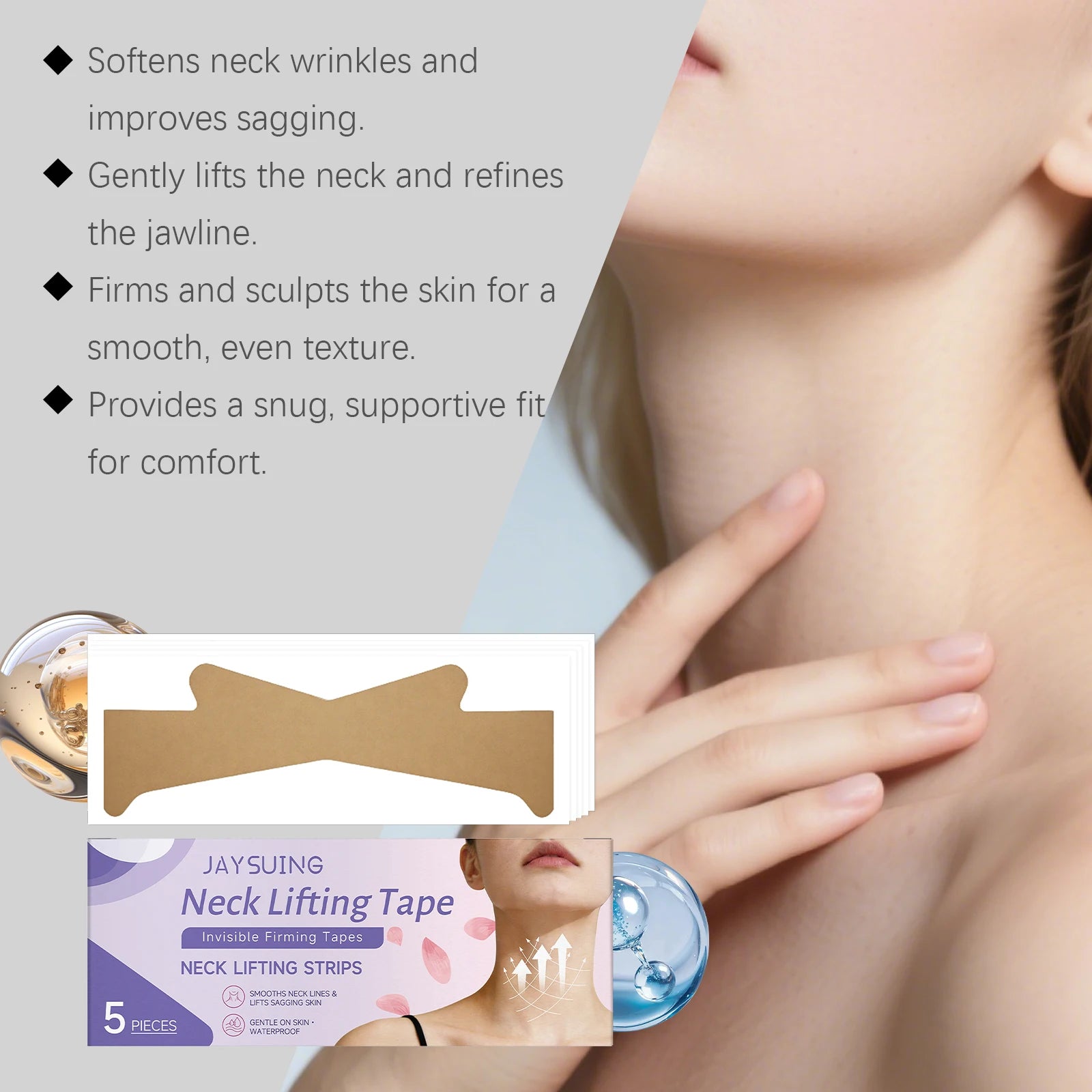 Jaysuing Collagen Neck Mask Reduce Neck Wrinkles Tightening Neck Contour Improve Rough Skin State Brighten Neck Liftng Patches Oasis Select