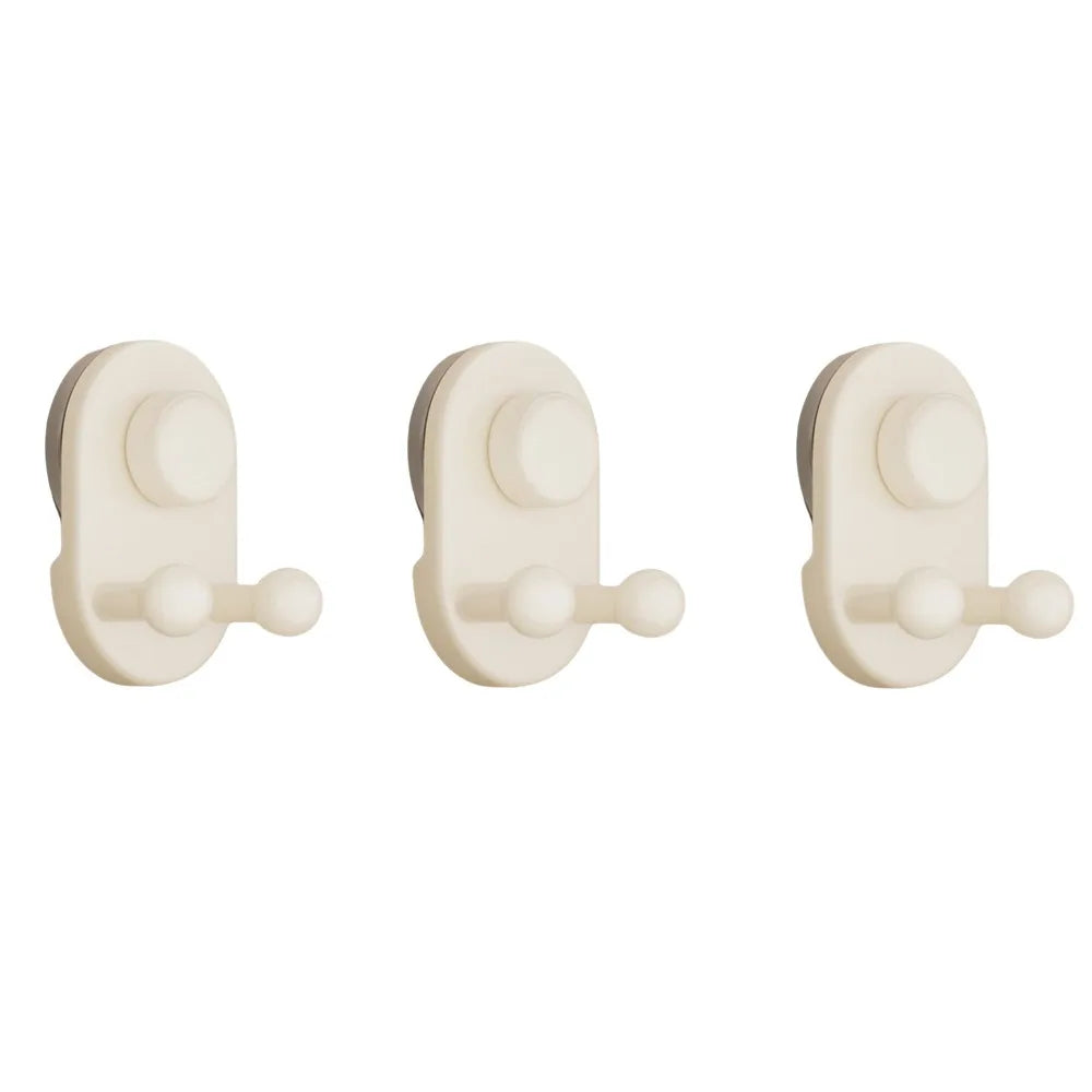 Suction Cup Double Wall Hooks No-Mark Waterproof – Set of 3 Suction Cup Hooks Oasis Select Beige