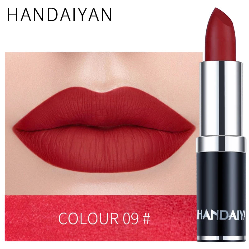 Handaiyan 12-Color Matte Velvet Lipstick – Long-Lasting Coverage