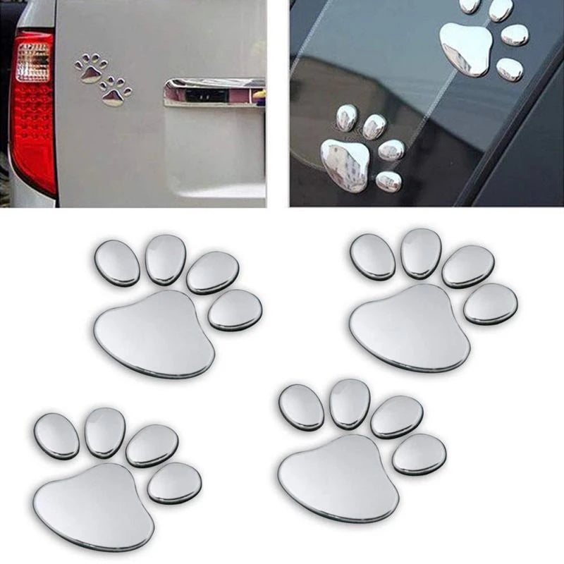 1 Sheet Car Stickers Creative Decals Paw 3D Animal Dog Cat Foot Prints Decal Car Motocycle Sticker Car Accessories Oasis Select