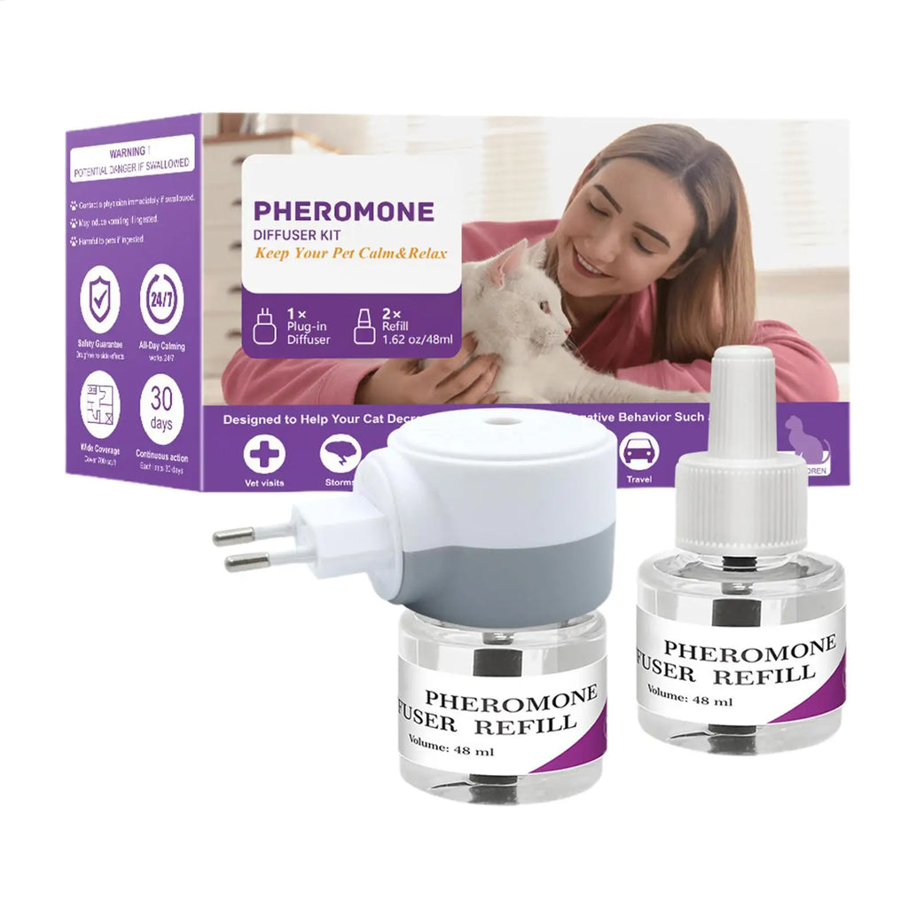 Cat Pheromone Diffuser Safe Cat Calming Diffuser Ease Stress Quiet Sleep Comfort Supplies Plug for House Travel Kitten Spraying Oasis Select