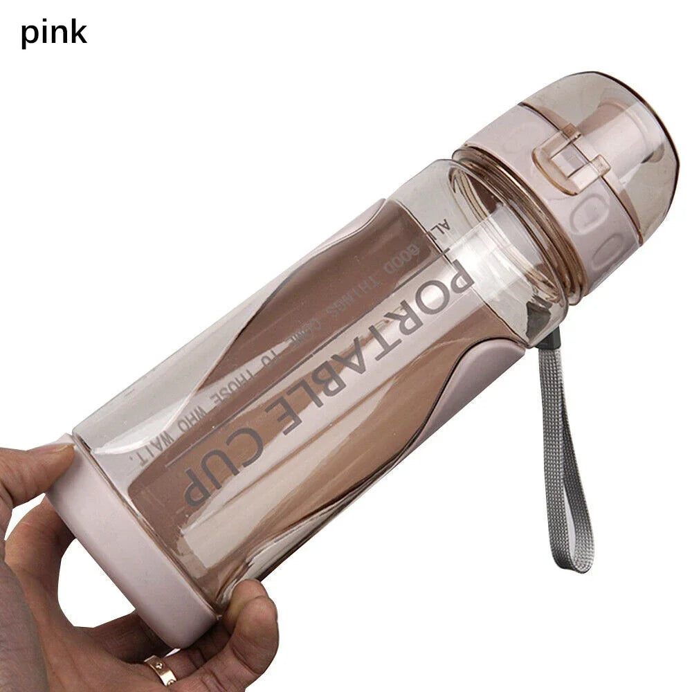 500ml Portable Sports Water Bottle Plastic Outdoor Gym Travel Drinks Mugs Clear Leakproof Drinking Bottle Water Bottles Oasis Select 501-600ml Pink