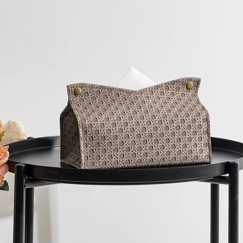 Light Luxury Tissue Box Artistic Pumping Paper Box Toilet Home Living Room Leather Storage Tissue Box Oasis Select
