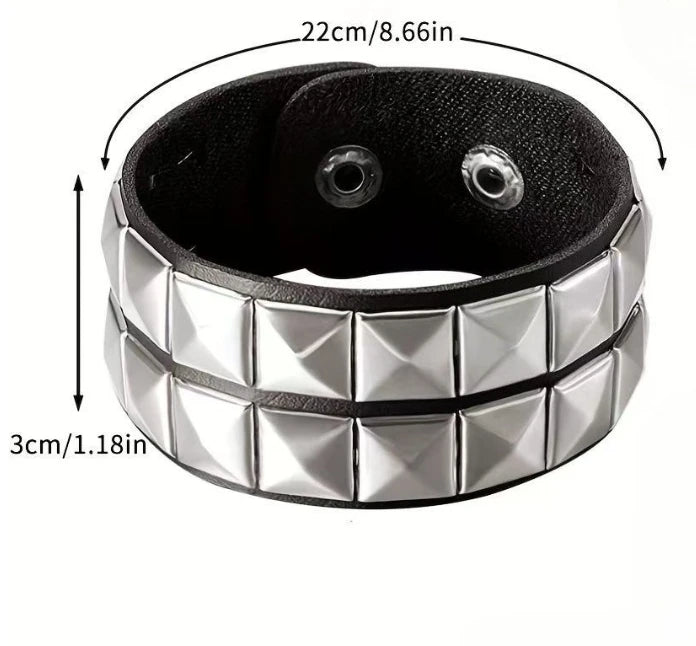 Gothic Nail Bracelet Punk Hip-Hop Rivets Casual Couple Bracelet Party New Year's Christmas Valentine's Day Birthday Gift Oasis Select 2 Rows Of Rivets