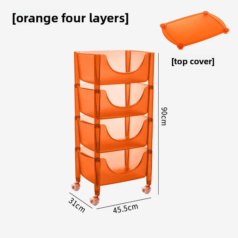 Creative acrylic multi-layer removable shelves ins bedroom kitchen trolley bathroom storage cabinet Oasis Select Orange 4 layers
