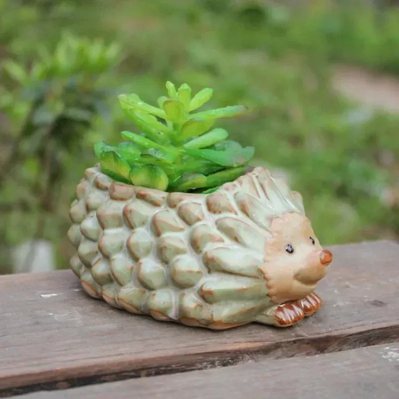 Cute Hedgehog Shaped Succulent Planter Cartoon Animal Plant Pot Mini Decorative Container for Indoor Balcony Desktop Decoration Oasis Select