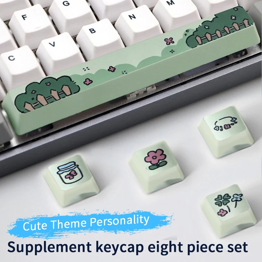 Eight-Piece Set Cute Cartoon Theme Personalized KeyCap Five Sides Thermal Sublimation Cherry High Mechanical Supplement Keycap Oasis Select