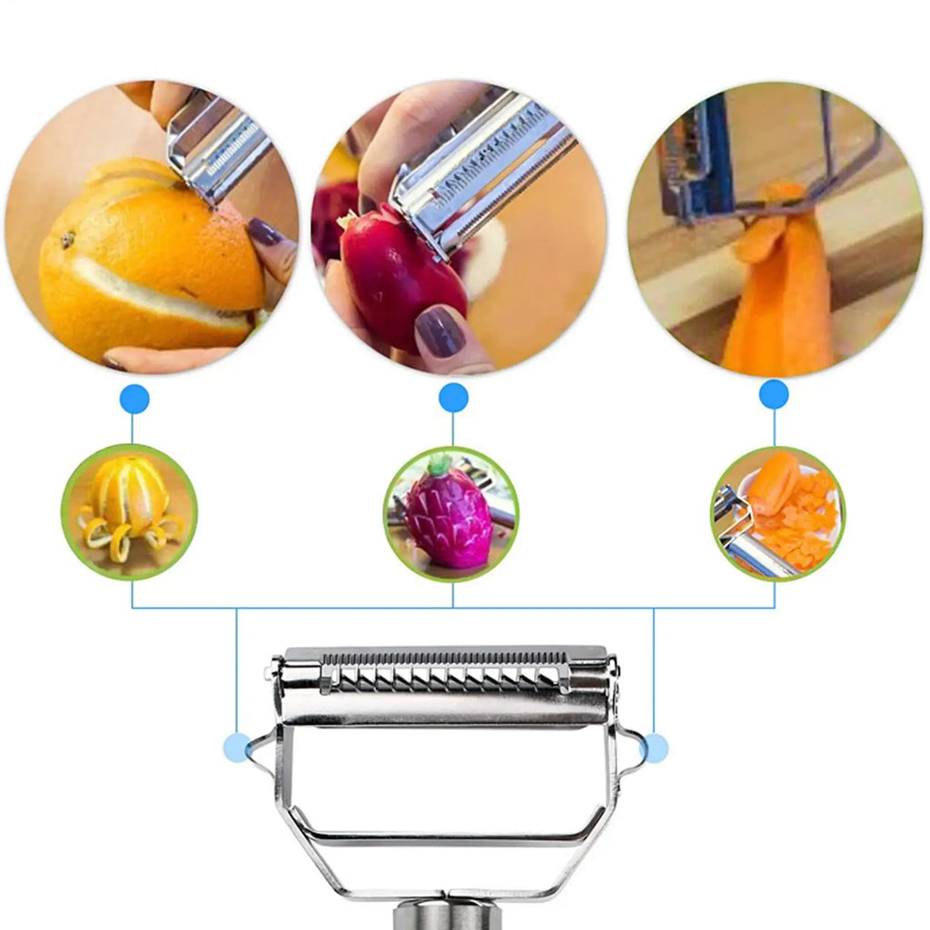 Stainless Steel Vegetable Peeler Cucumber Carrot Fruit Cutter Vegetable Peeler Potato Carrot Grater Multi-function Kitchen Tool Oasis Select