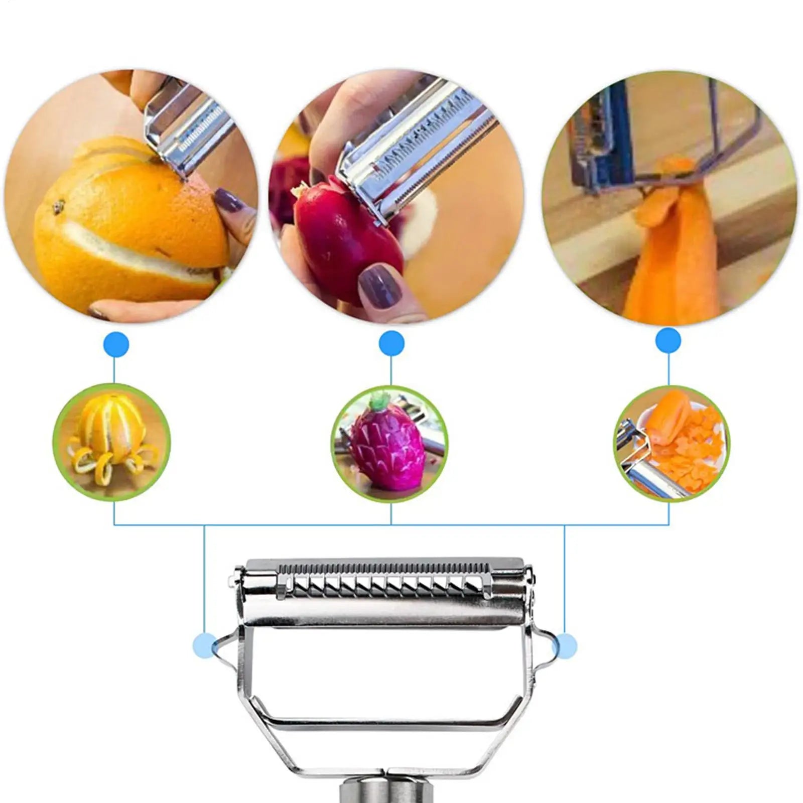 Stainless Steel Vegetable Peeler Cucumber Carrot Fruit Cutter Vegetable Peeler Potato Carrot Grater Multi-function Kitchen Tool Oasis Select