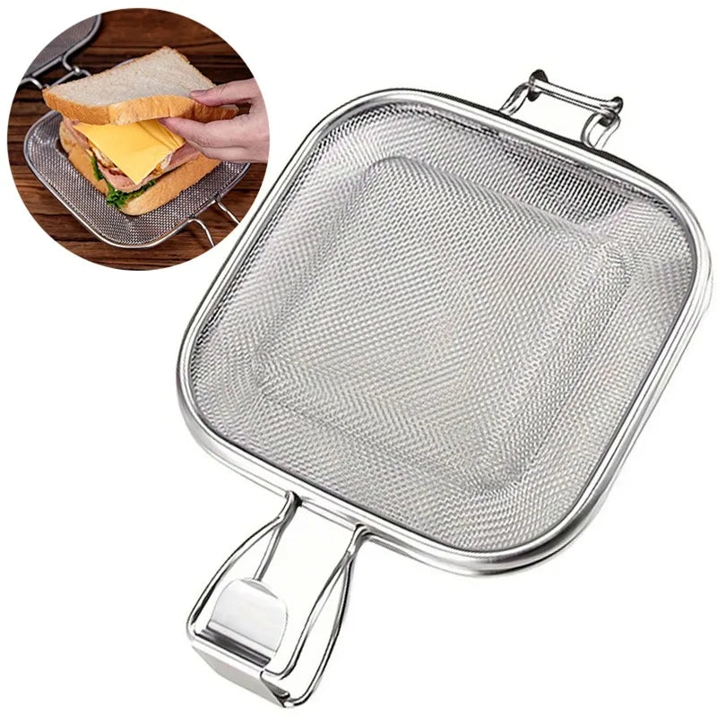 1pc Stainless Steel Sandwich Toaster Grill Pan Sandwich Clip Bread Heating Oven Accessories Baking Tool Non Stick Cooking Grid Oasis Select