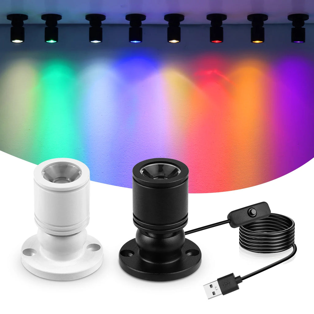 1W Led USB Spotlight With Swtich On/Off,5V USB Charging Port,Atmosphere Decor Lighting for Collectibles Anime Character Models Oasis Select