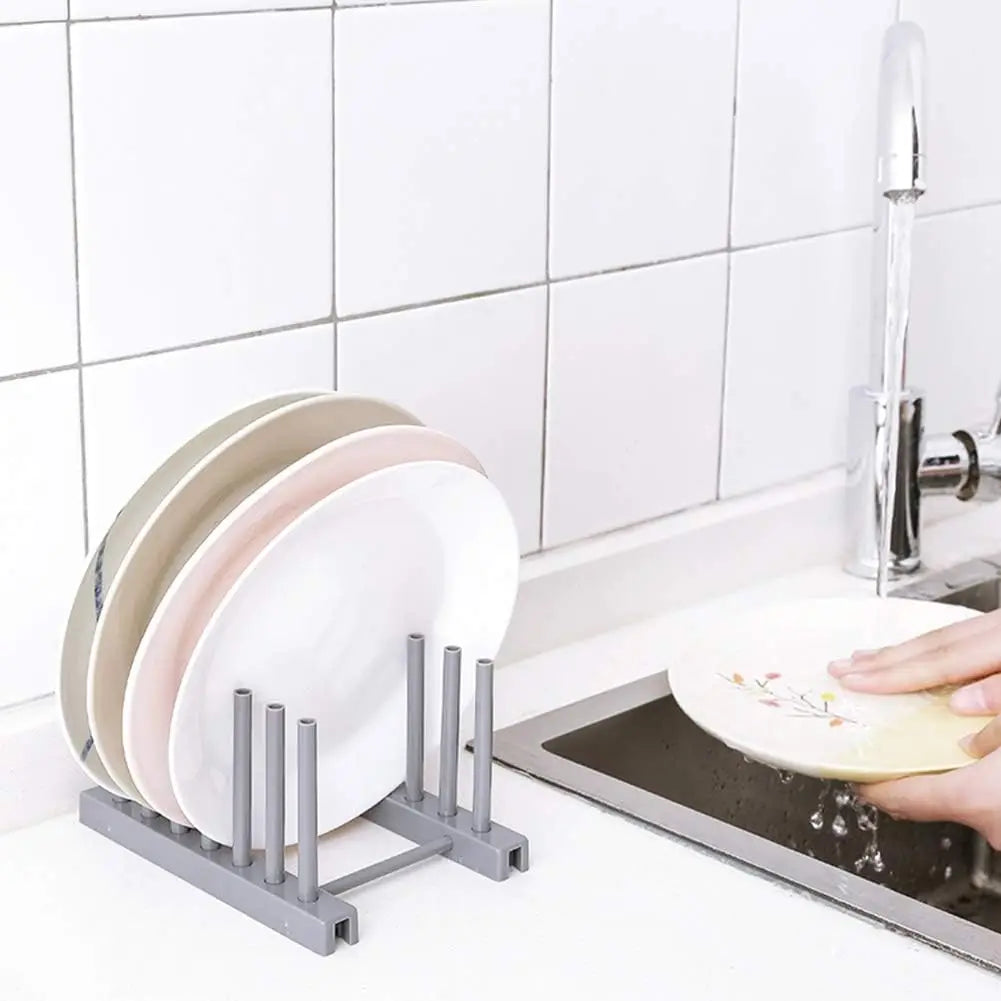 2 PCS Plate Rack Organizer for Cabinet – Plastic Stand for Plates, Bowls, Trays & Bakeware, Keeps Items Dry Oasis Select