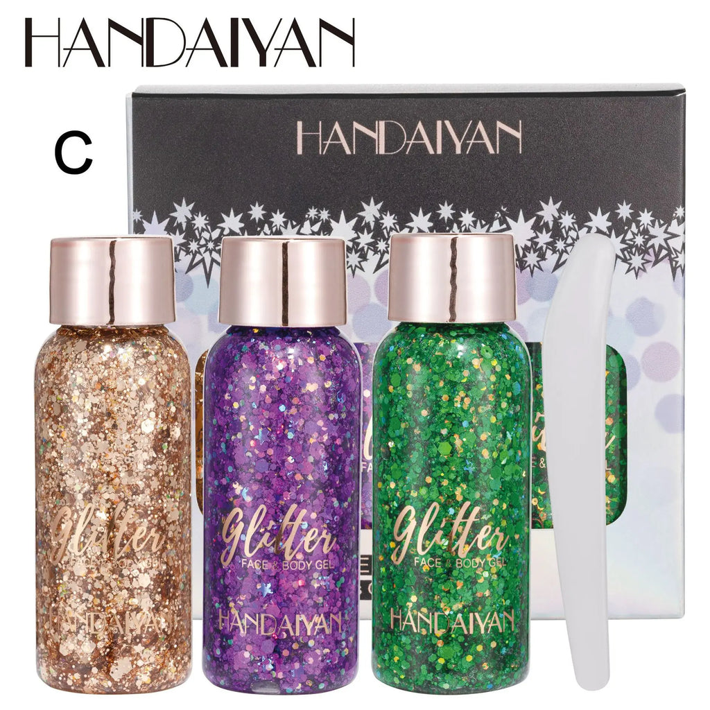 Handaiyan 3-Pc Glitter Gel Set – Face, Body & Nail Art