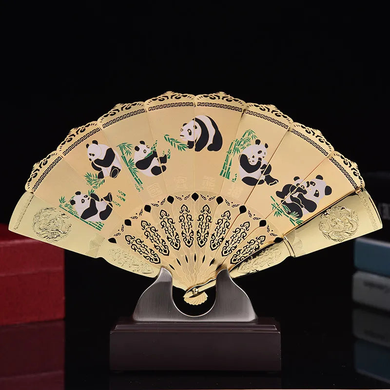 Chinese Style Features Peking Opera Mask Golden Fan Decoration Folk Peking Opera Mask Arts and Crafts Fan Oasis Select E
