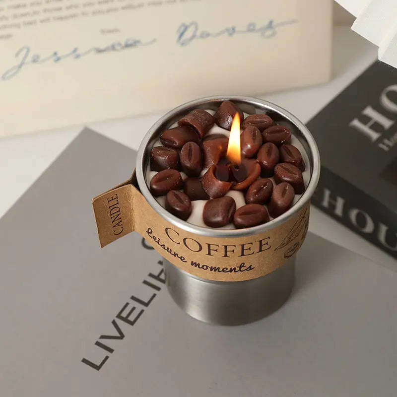 Coffee Bean Scented Candle Premium Sense Hand Gift Atmosphere Small Gift Lasting Fragrance Simulation Modeling Cup Wax Oasis Select