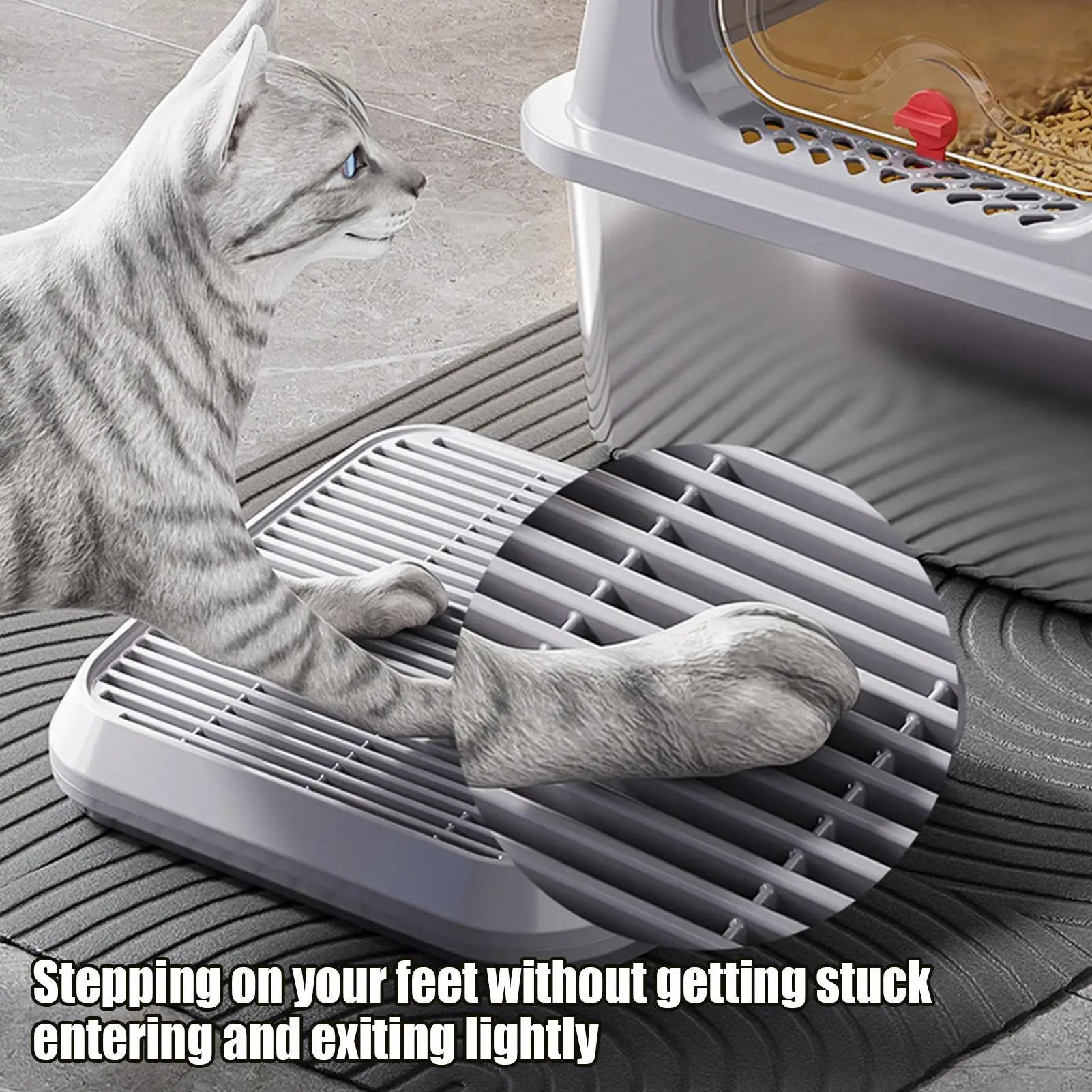 Litter Catcher Litter Trap Mat Cat Ramp Double Layer Elevated Tray with Filter Function Non-Slip Trapper Easy Cleaning Supplies Oasis Select