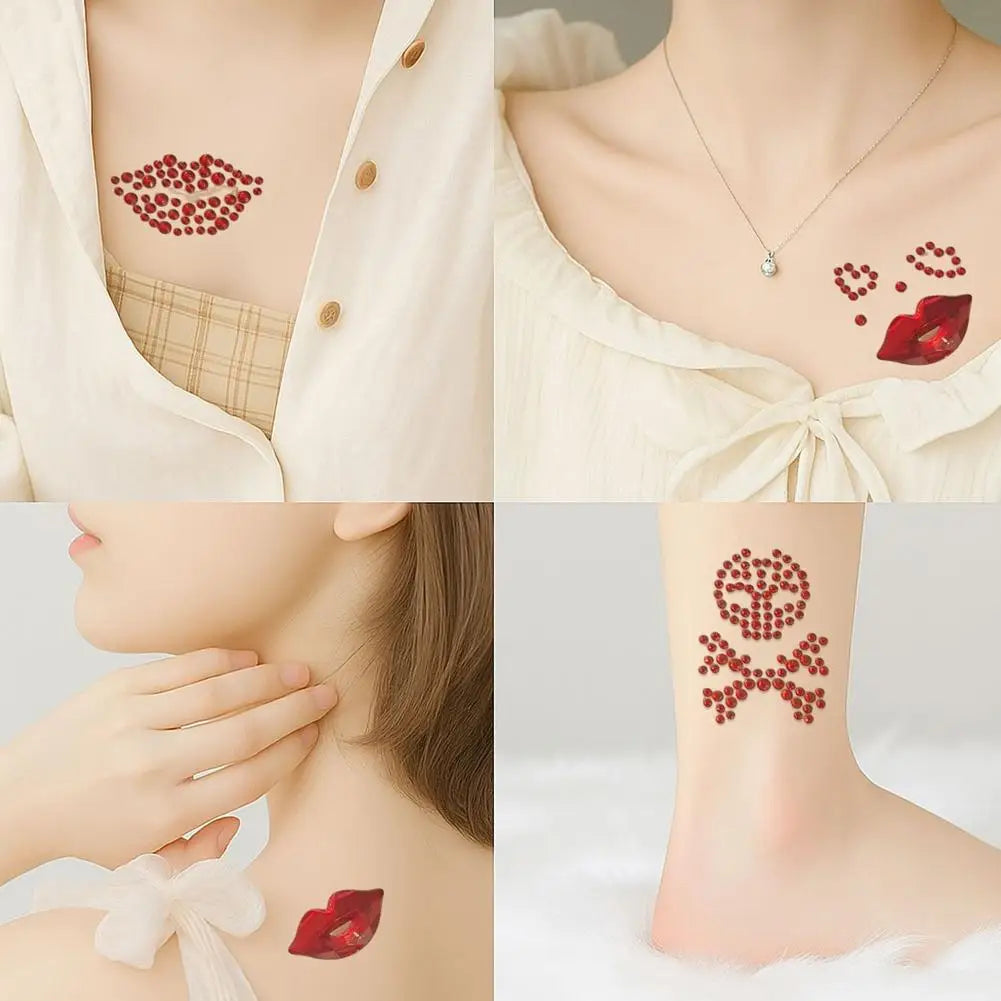 Valentine's Day Rhinestone Face Gems – Heart & Lips Stickers Face Gem Stickers Oasis Select