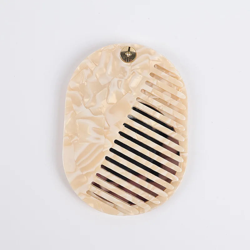 Simple Acetate Makeup Mirror Multifunctional Mini Mirror Comb Thickened Anti Static Skin Care Tools Travel Ins Style Oasis Select H