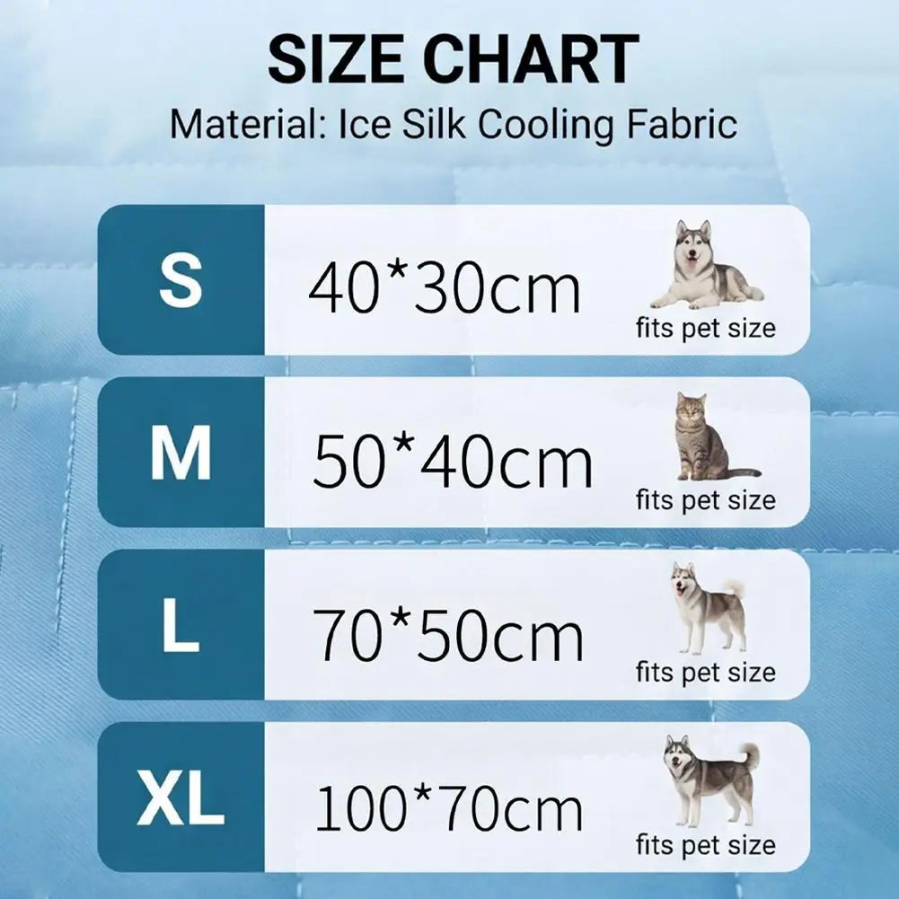 Dog Cooling Mat – Ice Silk Pet Bed for Cats & Dogs S–XXL