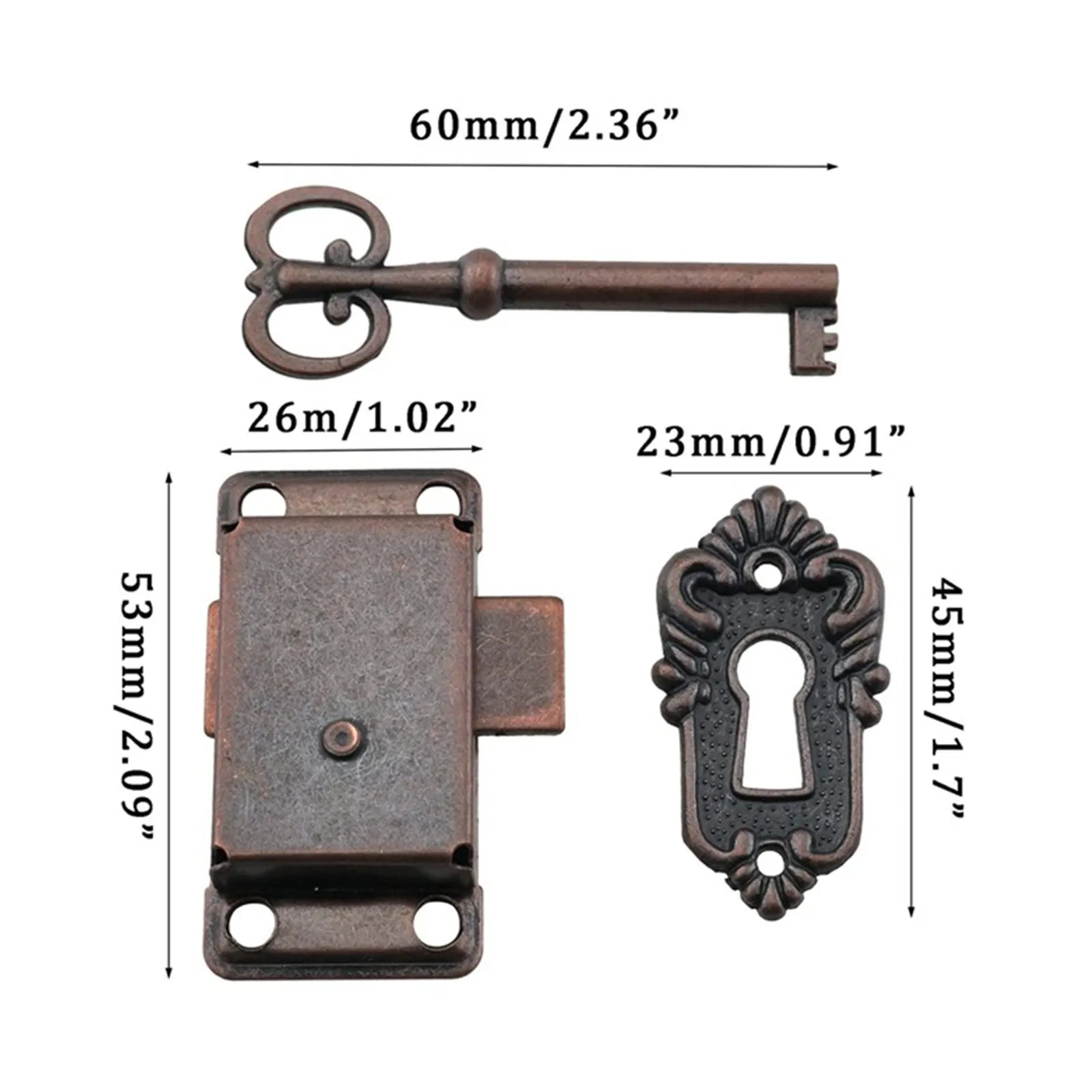 Antique Iron Drawer Lock Set – Decorative Furniture Key Lock Decorative Furniture Lock Oasis Select