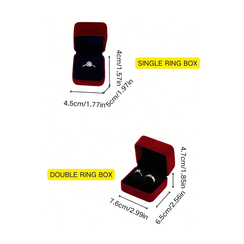 1PC Red Velvet Ring Box Wedding Pair Ring Box Diamond Ring Box Proposal Velvet Double Ring Box Wedding Props (Ring on display no Oasis Select Red Single ring box