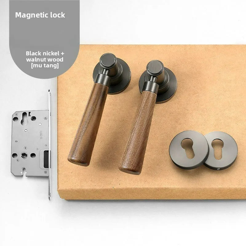 Mid Ancient Style Bedroom Split Lock Universal Door Silent/magnetic Lock Indoor Room Retro Wooden Door Handle Lock Oasis Select Color C magnetic