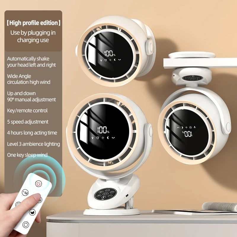 Rechargeable Desktop Fan 4000mAh – Remote & Night Light