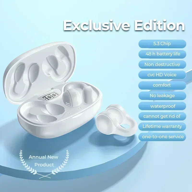 TWS Wireless Earphone Noise Reduction Bluetooth LDE Power Display Earbuds in-Ear Headsets with Mic Touch Control for Phone Oasis Select white