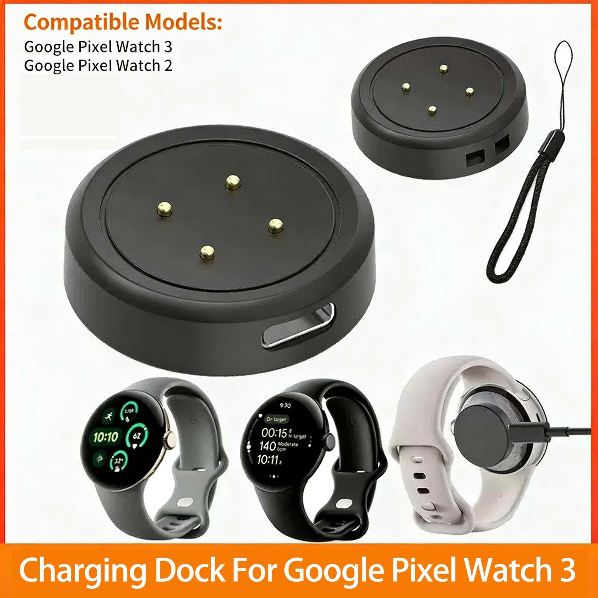 Google Pixel Watch 3 & 2 Charging Dock – USB-C & Lanyard Smartwatch Charging Dock Oasis Select