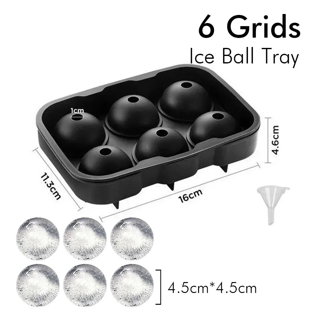 Ice Cube Tray Silicone Ice Ball Freezer Mold Square Ice Cube Maker with Lid 6 Grids for Whiskey Cocktail Coffee Accessories Oasis Select
