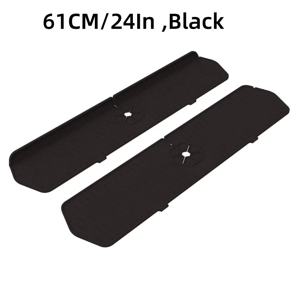 Durable Silicone Sink Splash Guard Foldable Splashproof Faucet Mat Multi-functional Flexible Sink Tray for Kitchen Oasis Select Black