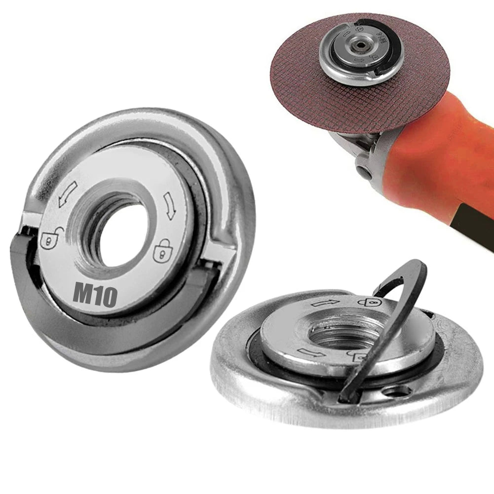 M10 Thread Angle Grinder Quick Release Self-Locking Grinder Pressing Plate Flange Nut Power Chuck Tools Part Oasis Select