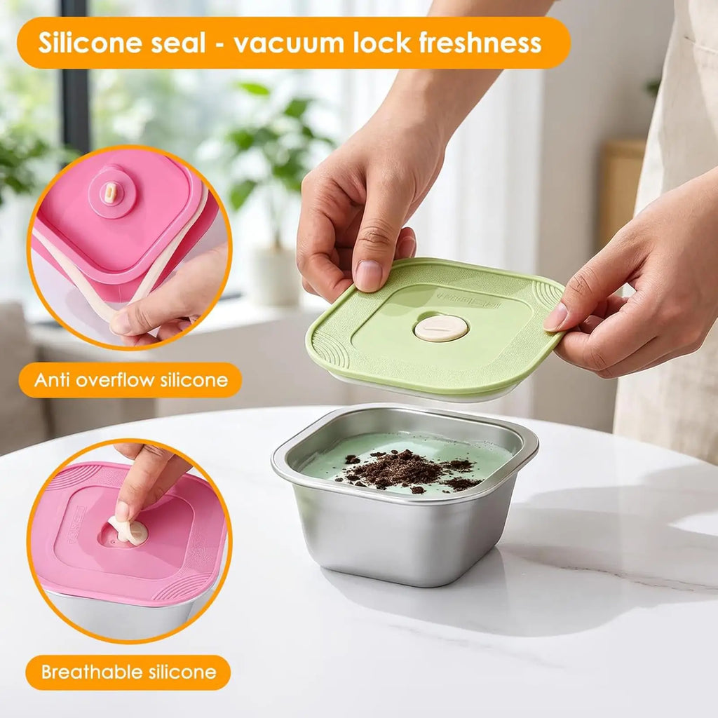 400ml Ice Cream Storage box with Lids Reusable Ice Cream Box Container Mold With Lid Kitchen Refrigerator Storage Containers Oasis Select