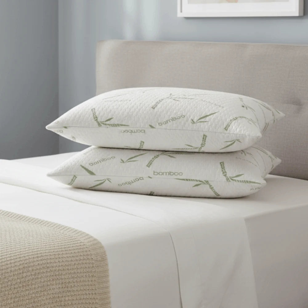 2-Pack Bamboo Fiber Pillowcases – Cooling, Waterproof & Zippered