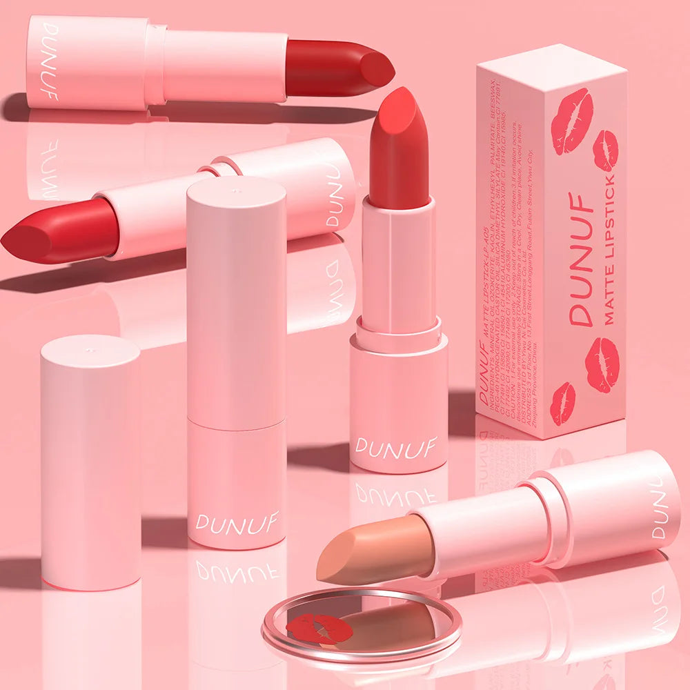 DUNUF 1 Pcs Matte Powder lipstick, Lasting 24 Hours Non-fading Waterproof Non-stick Easy to Color Lip Gloss Makeup Gift Oasis Select