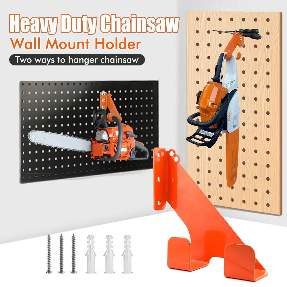 Heavy Duty Metal Chainsaw Wall Mount Hanger | Garage Storage