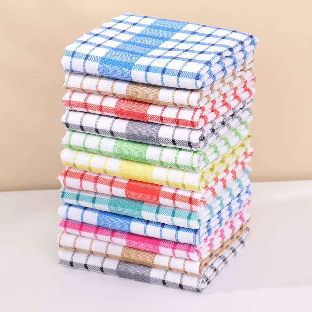 6pcs/12pcs Modern Printed Checkered Dish Towels, Scouring Pads, Kitchen Towels, Super Soft with Strong Absorbency Kitchen Towels Oasis Select