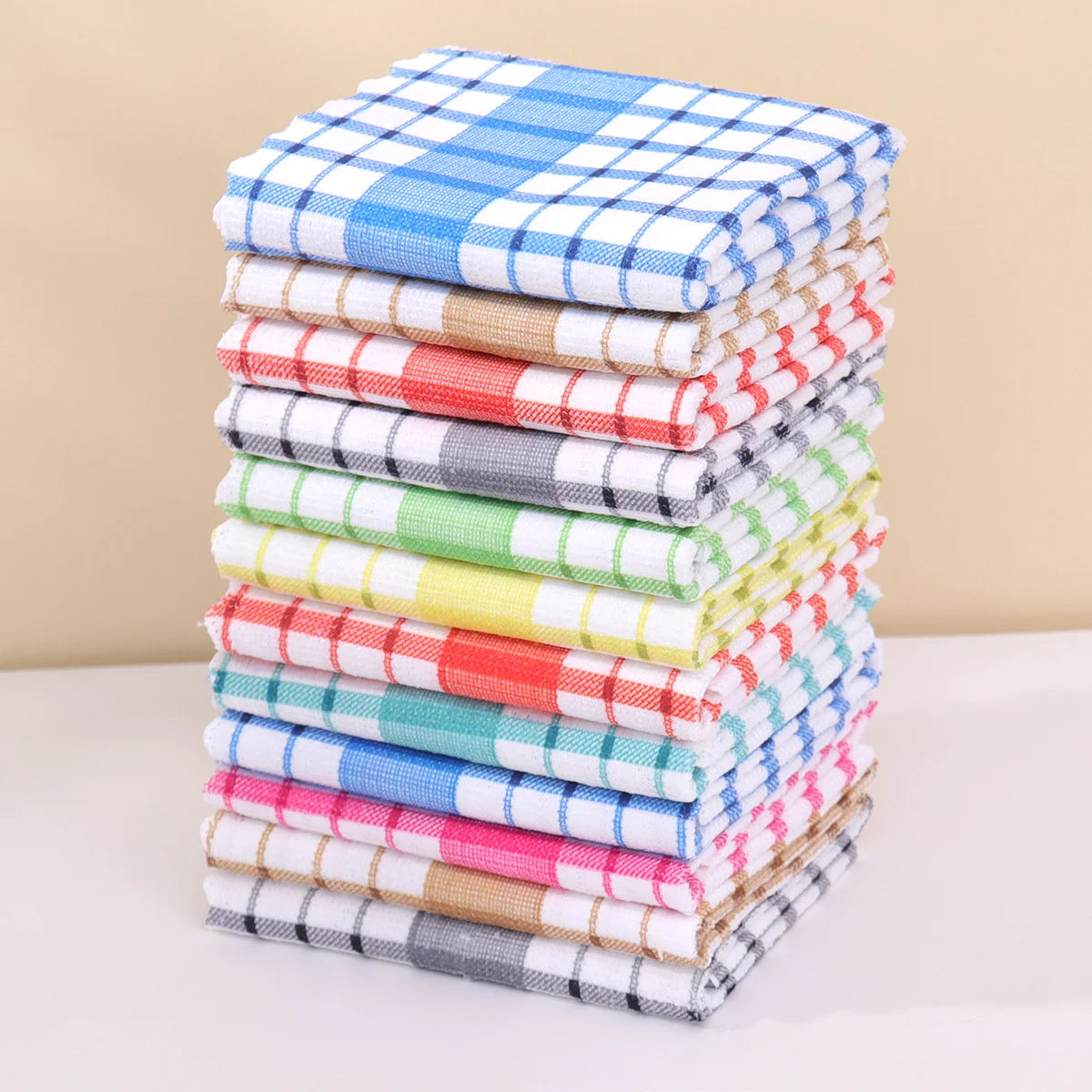 6pcs/12pcs Modern Printed Checkered Dish Towels, Scouring Pads, Kitchen Towels, Super Soft with Strong Absorbency Kitchen Towels Oasis Select