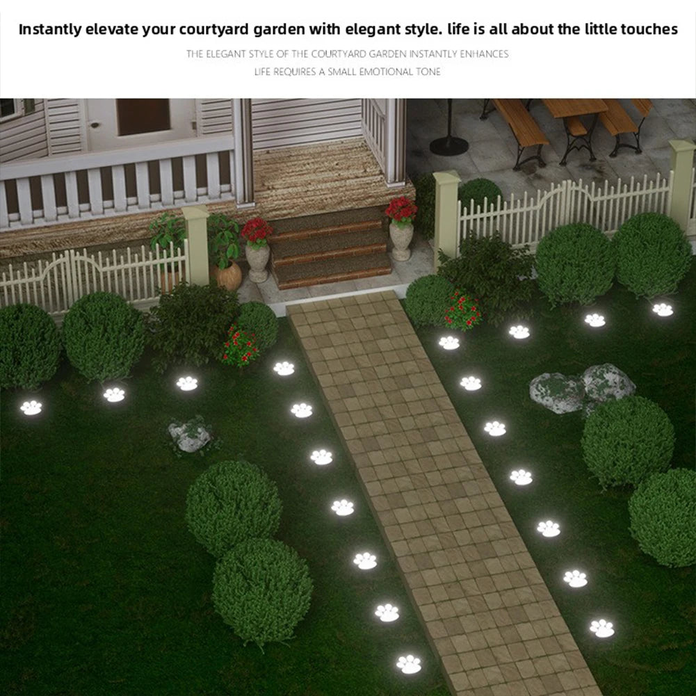 Solar Paw Print Garden Lights | Waterproof Pathway Decor 4 Pack