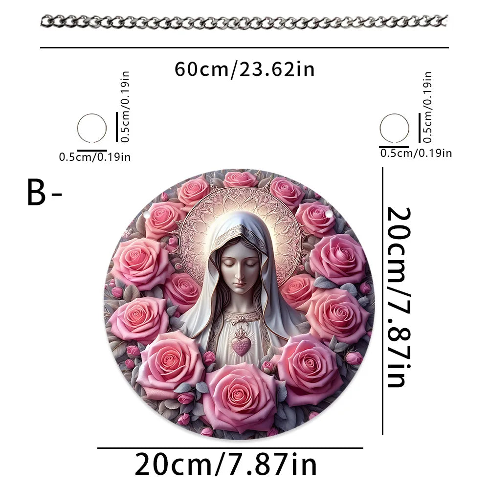 New Flower Cluster Angel Girl Warm Mother Daughter Acrylic Disc Hanging Pendant With Rope For Home Wind Chimes Decoration Oasis Select D