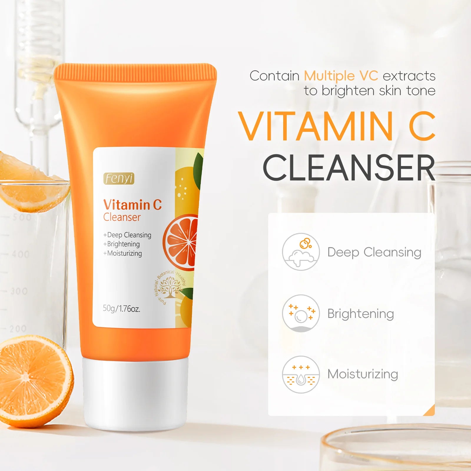 Vitamin C Facial Cleanser Deep Cleansing Moisturizing Blackhead Removal Gentle Foam Hydrating Non-Drying Face Wash Cleanser Oasis Select