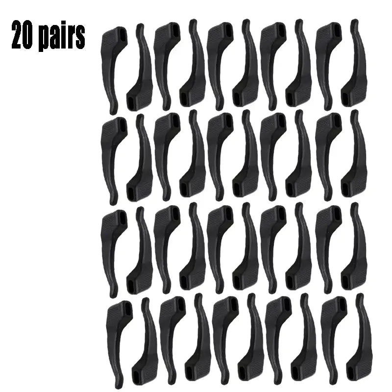 10/20/30/40Pairs Silicone Anti-Slip Eyeglass Hooks Comfortable Secure Glasses Holders For Activities Eyewear Accessories Oasis Select 20pairs black