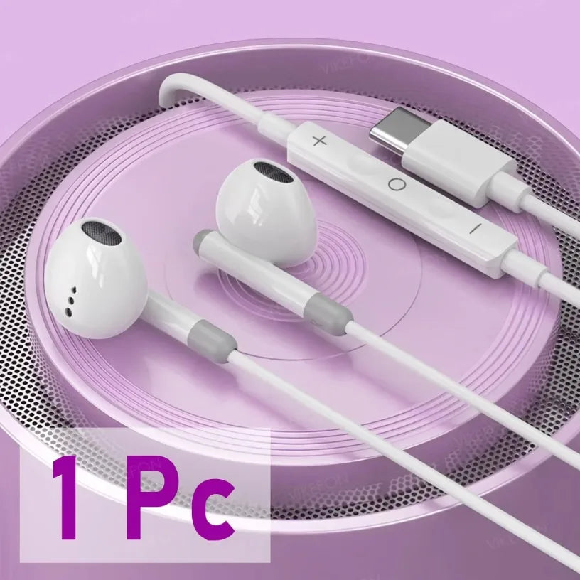 In Ear Wired Earphones 3.5mm/USB-C Volume Control with Microphone Music Sports Headphones For iPhone 16 15 Samsung S24 Xiaomi Oasis Select