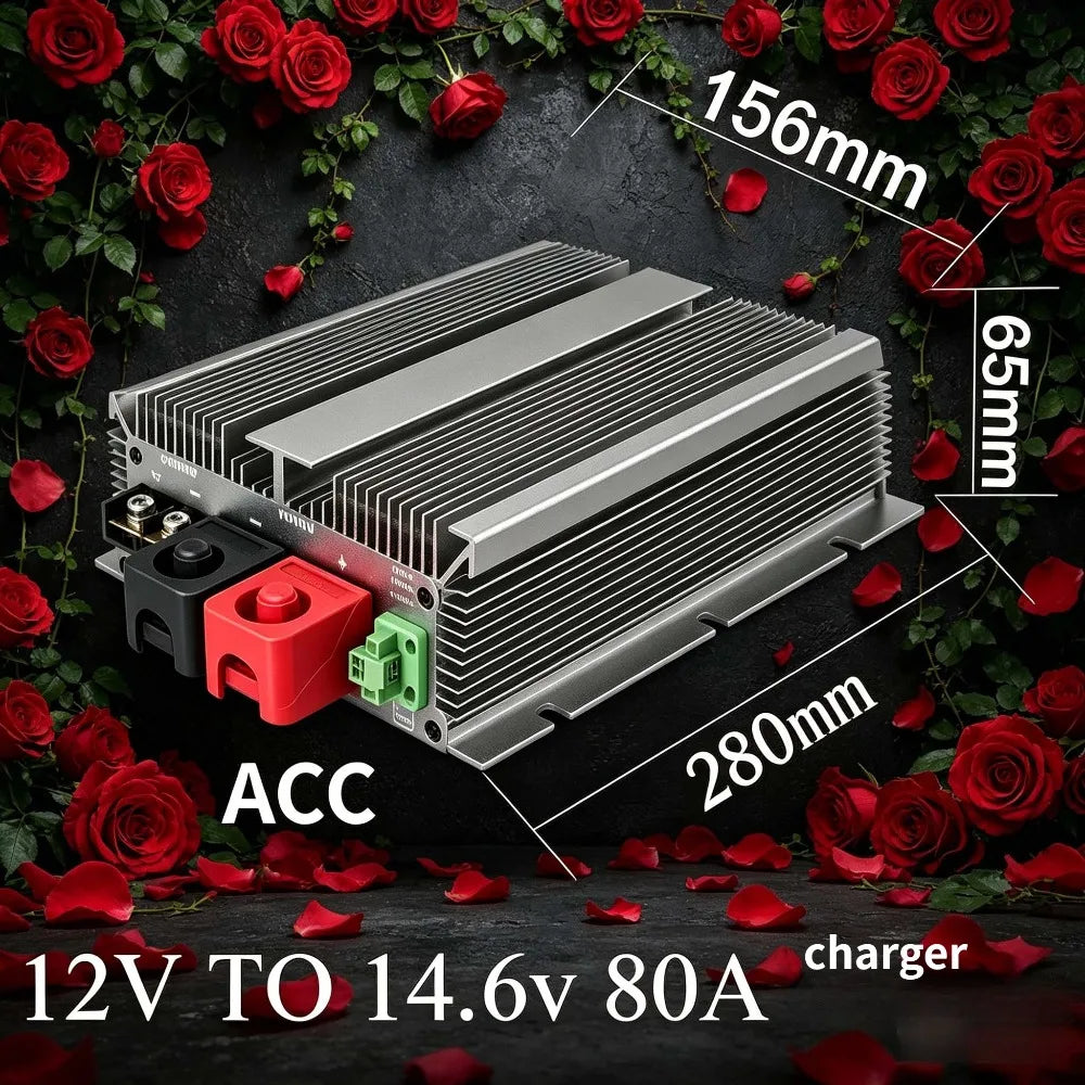 12V to 14.6V 40A 50A 80A DC DC Lithium Battery Charger LiFePO4 Step UP Power Converter Voltage 14.6v 80A Charger for Cars Solar Oasis Select