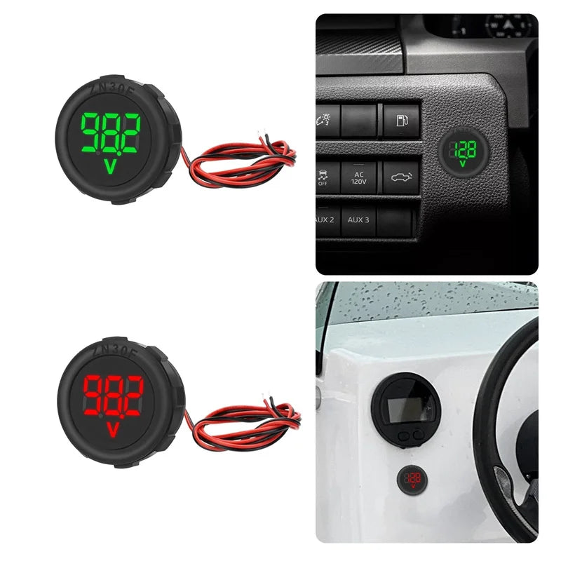 DC 4-100V LED Digital Display Circular Two-wire Voltmeter DC Digital Voltmeter Head Display Reverse Connection Protection Oasis Select