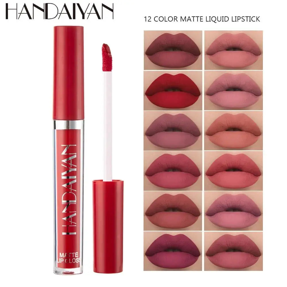 HANDAIYAN Matte Velvet Liquid Lipstick – 12 Shades, Waterproof